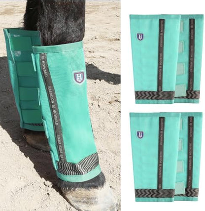 Harrison Howard Loose-Fitting Horse Fly Boots UV-Protective, Durable Fine Mesh Leggins with Reflective Strips (Set of 4)