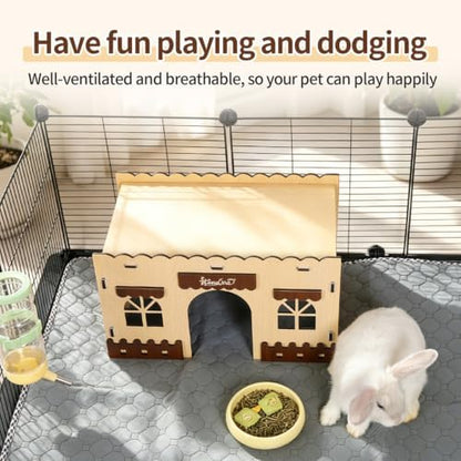 Wooden Guinea Pig Hideout Bunny House Rabbit Bed – Small Animal Habitat