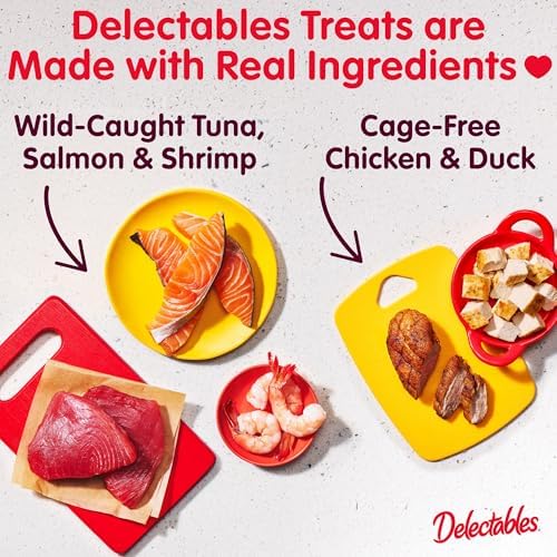 Delectables Lickable Spoon Handheld Wet Cat Treats Made with Real Tuna, Creamy Puree, Mess Free, Quick & Easy, Grain-Free, No Added Fillers, No Added Preservatives, Variety Pack 40ct