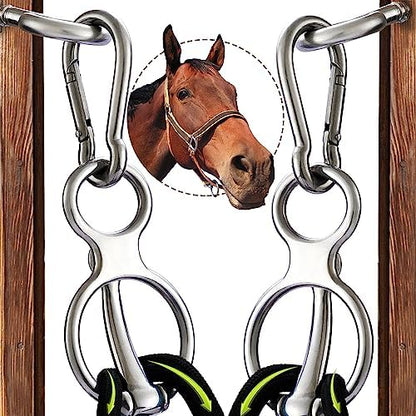 2PCS Horse Tie Ring, Safe Tie Horse Supplies, Humane Way Tie Ring, Magnetic Ring for Tying and Retracting, Helps Horse Pull Back and Releases Stress from The Horse