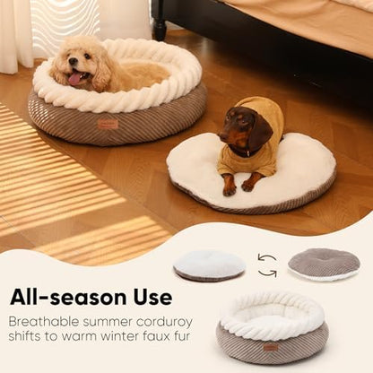 FUKUMARU Cute Cat Bed, 25in Large Round Cat Beds for Indoor Cats, Washable