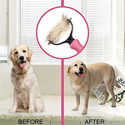 Undercoat Rake for Dogs, whoobell 2 Side Undercoat Brush for Deshedding and Dematting for Dog Cat Rabbit, Professional Pet Grooming HairTools, Removes Loose Undercoat and Nasty Shedding