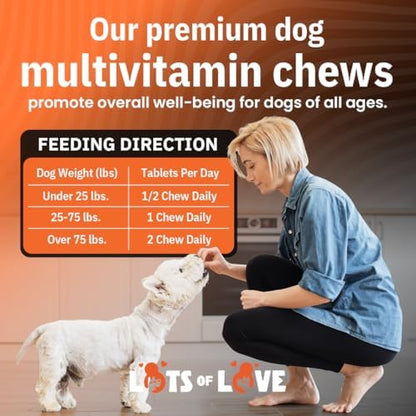 Dog Multivitamin Chewable - LotsOfLove Daily Multi Dog Chews (60 Count) - Dog Multi Vitamin & Supplement Chews for Small, Medium & Large Dogs