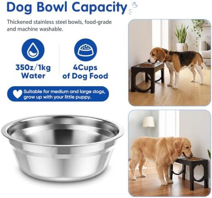 XIAZ Elevated Dog Bowls Large Breed Raised Dogs Bowl Stand Large/Medium Sized Dog Stainless Steel Food Water Bowl Stands 5 Heights Adjustable 9/11/12/14in Black Pet Feeder Dish Station