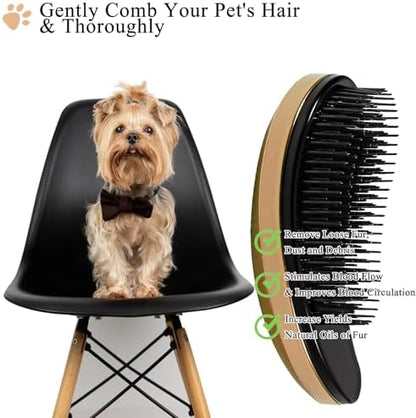 Small Dog Brush, Soft Pet Grooming Brush for Shih Tzus, Yorkies, Maltipoos, Maltese, Puppy Massaging Hair Brush, Cat Brush, for Small Animals Rabbits of All Hair Types (Golden)