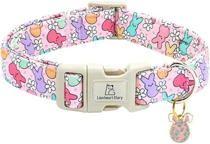 Lionheart glory Easter Dog Collar Colorful Collar for Small Dog Collars Easter Egg Print Dog Collars Spring Female or Male Pet Gift Adjustable Heavy-Duty Holiday Dog Collar Plastic Buckle