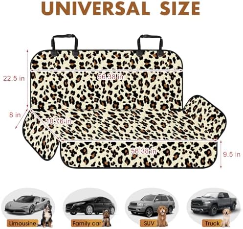 Waterproof Dog Backseat Cover for Cars, Non-Slip Pet Seat Protector,Leopard