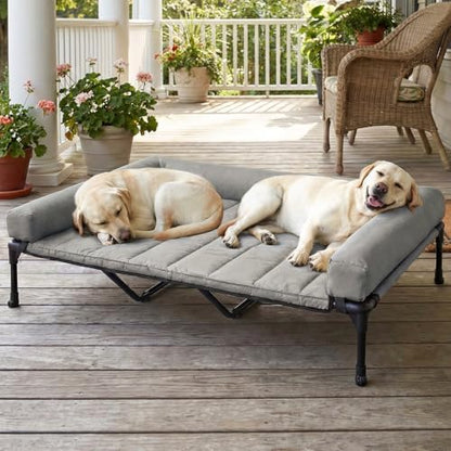 Veehoo Outdoor Elevated Dog Bed with Waterproof Bolster Cushion, Cooling
