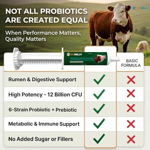 Ruminant Probiotic Paste for Cattle & Goats | Prebiotic + Probiotic | 6 Strains, 12B CFU | Digestive, Rumen & Immune Support - Pack of 2-80G Each