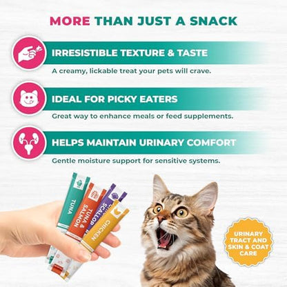 Beloved Pets Creamy Lickable Cat Treats & Wet Squeeze Tubes – Tuna Mix, Liquid Cat Snacks, Urinary Care, Multivitamin Treats for Cats & Small Dogs, Lick Up (10 Ounce, Tuna + Chicken Mix 20 Sticks)