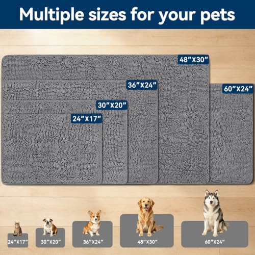 Bcoimo Dog Door Mat for Muddy Paws – Super Absorbent & Quick Dry Chenille