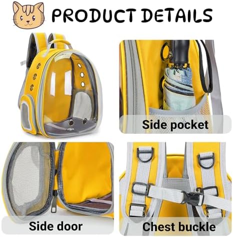 Cat Backpack Carrier Bubble Carrying Bag (Yellow)