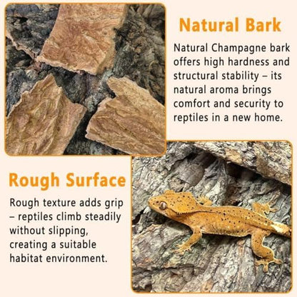 BNOSDM Reptiles Cork Bark Substrate,1.4lb Bearded Dragon Champagne Cork Bark Flats Hide Climbing,Reptiles Wood Bedding Terrarium Decor Tank Accessories for Lizards Snake Gecko Tarantula Isopods（M）