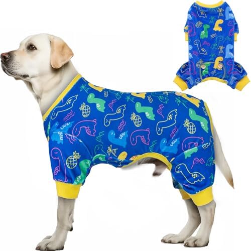 KYEESE Velvet Dog Pajamas for Large Dogs Onesie for Daily Wear, Dinosaur