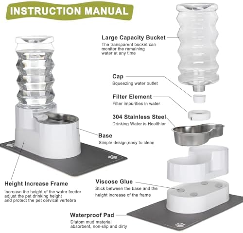 RIZZARI 8L Elevated Dog Water Dispenser: Senior Pets Filtered Hydration