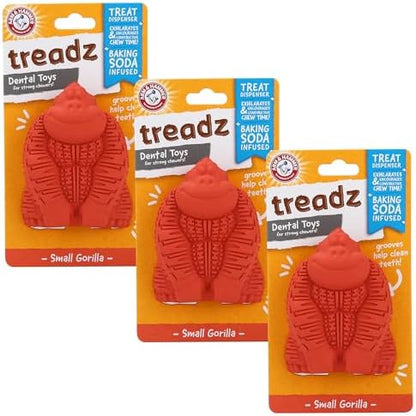 Arm & Hammer Super Treadz Mini Gorilla Dental Chew Toy, Small, 3.5 in, 3-Pk