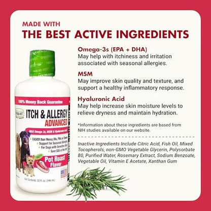 LIQUID-VET K9 Itch & Allergy Advanced Formula, Pot Roast Flavor, 32 oz