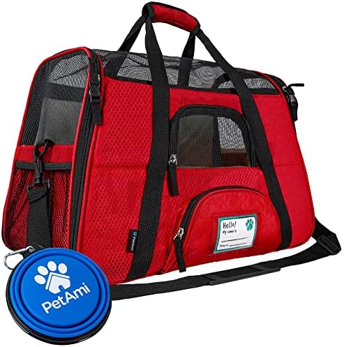 PetAmi Airline Approved Pet Carrier for Cats & Small Dogs, Large, Red