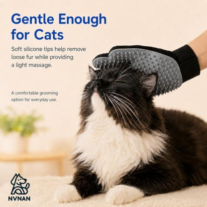 NVNAN Pet Hair Removal Glove for Dogs & Cats, 2-Pack Gray