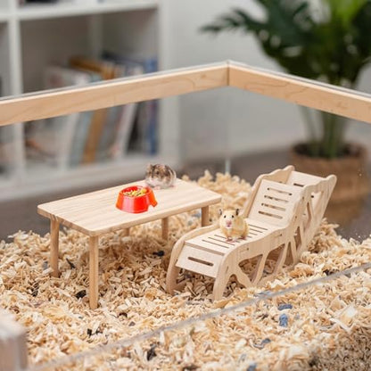 Hamster Play Wooden Platform，2-piece Set Hamster cage Accessories Toys