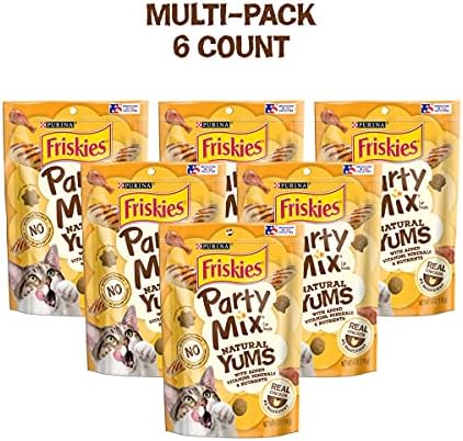 Friskies Purina Party Mix Natural YUMS Cat Treats, Chicken, (6) 6 oz