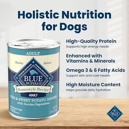 Blue Buffalo Homestyle Recipe Fish Adult Wet Dog Food, 12.5 oz, 12 ct
