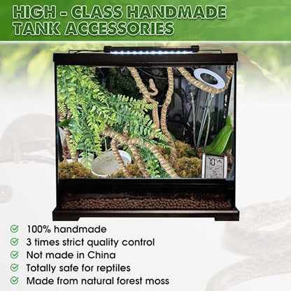 Duspro Reptile Decor Set, 10FT Bendable Vine & 4 Oz Dried Forest Moss