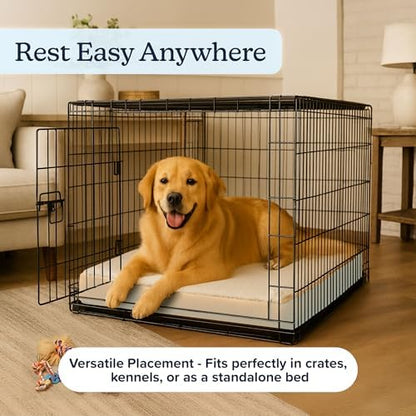 PETMAKER Orthopedic Dog Bed - 2-Layer Memory Foam Bed with Machine Washable Sherpa Top Cover - 36x27 Mattress for Large Dogs up to 65lbs (Tan)