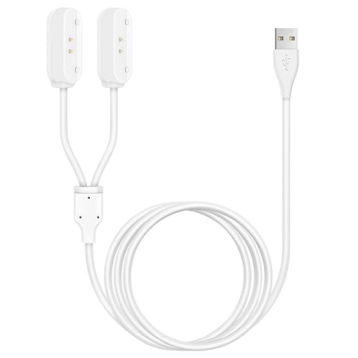 2-in-1 Magnetic Fast Charging Cable | Compatible with Tractive GPS Tracker for Dogs | Durable USB Charger Cord for Pet Smart GPS Devices (White)