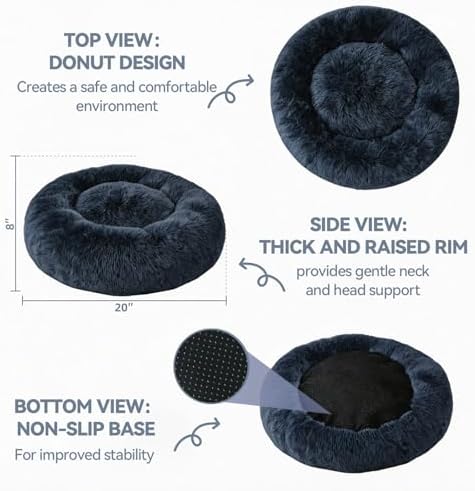 Cat Beds for Indoor Cats, Washable 20" Donut Pet Bed for Small Dogs