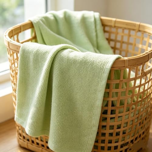 American Baby Company 100% Cotton Thermal Waffle Swaddle Blanket (30" x 40"), Soft, Breathable & Stretchy, Celery, for Boys and Girls, Perfect for Swaddling, Travel and Gifting