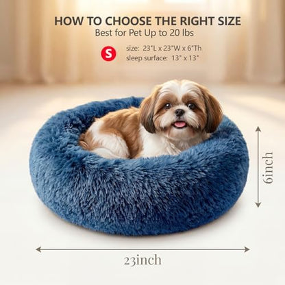nononfish Plush Dog Bed for Small Dogs,Soft Calming Donut Bed