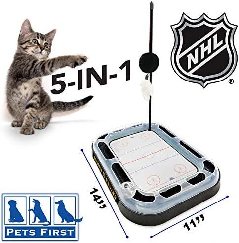Pets First NHL Boston Bruins Hockey Field Scratching Pad with Interactive Cat Ball Bell Toy Set