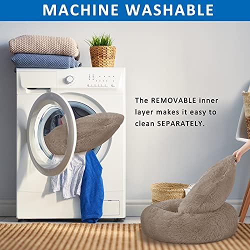 Washable Dog Round Bed - Medium Donut Dog Bed, Comfy Calming Cuddler
