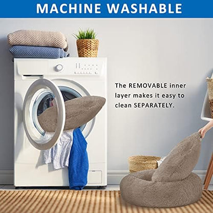 Washable Dog Round Bed - XLarge Donut Dog Bed, Comfy Calming Cuddler
