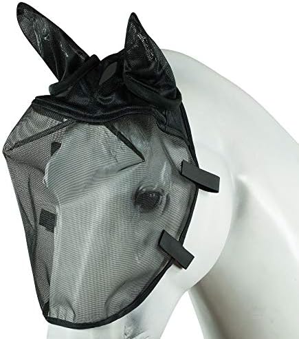 Horze Easy-Attach Bridle Insect and Fly Mask with Ear and Eye Protection - Black - XL