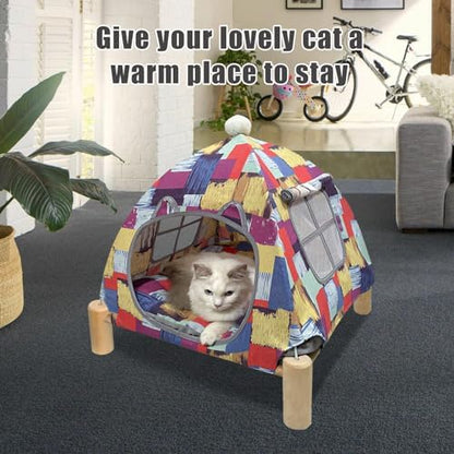 Pozico Portable Cat Tent Bed – Lightweight Foldable Cat House with Soft Washable Cushion, Warm Enclosed Cave for Kittens, Indoor Cats & Small Dogs