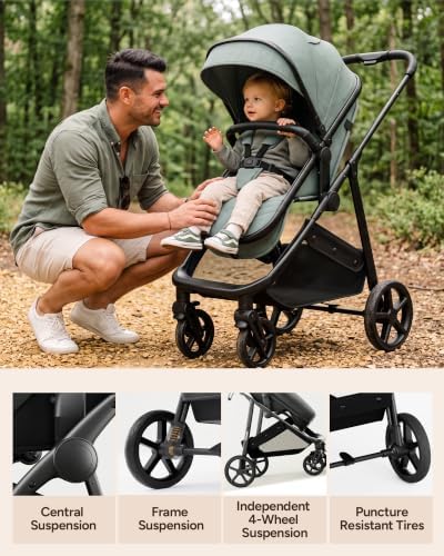 Mompush Wiz 2-in-1 Bassinet Stroller with Snack Tray, Reversible Seat