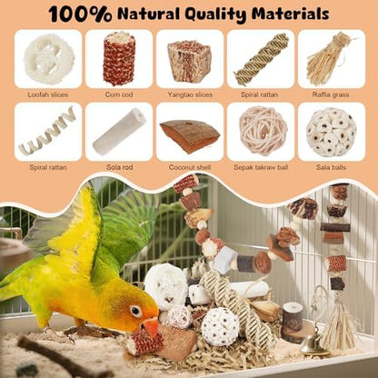 Bird Toys Parrot Foraging Box Parakeet Toys with DIY Hanging String