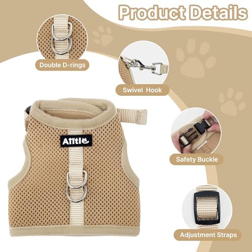AIITLE Adjustable Rabbit Harness and Leash Set Escape Proof, Beige M