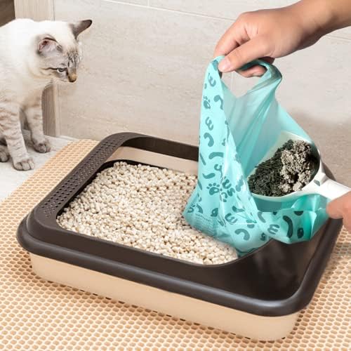 Cat Litter Disposal Bags and Dog Poop Bags with Handle,Cornstarch Based Extra Thick and Guaranteed Leak Proof Poop bags for Kitty and Doggy(360 Count 1.1 Gallon,Unscented)