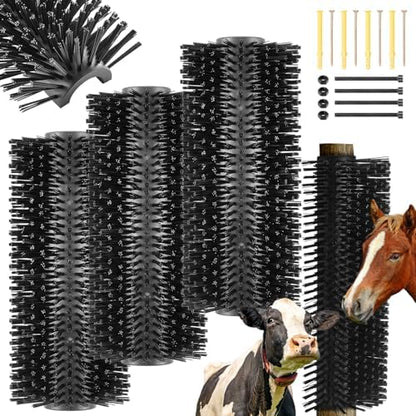 3 Pack Livestock Scratching Brush, Black