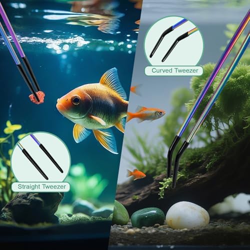 Syn-zer Reptile Feeding Tongs, 10.6" Straight & Curved (Multicolor)