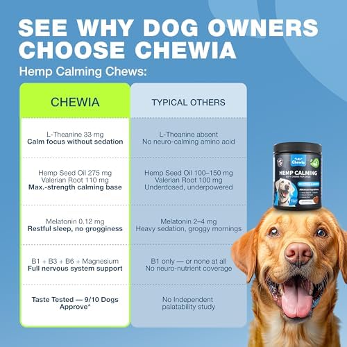 Hemp Calming Chews for Dogs Anxiety Relief & Calming Treats with Melatonin