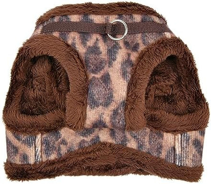 Puppia Kovo Vest Dog Harness Step-in Warm Winter Leopard Pattern for Small and Medium Dog, Brown, Medium