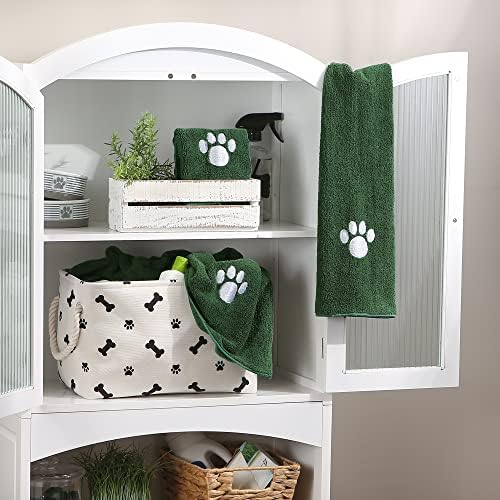 Bone Dry Pet Grooming, Embroidered Microfiber Towel Drying Collection, 15x30, Hunter Green