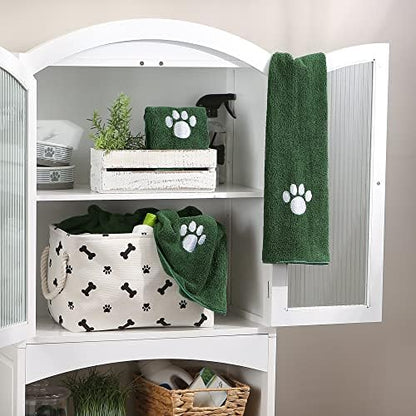 Bone Dry Pet Grooming, Embroidered Microfiber Towel Drying Collection, 15x30, Hunter Green