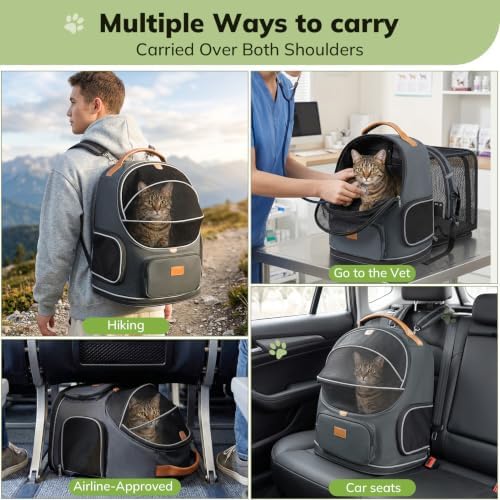 Morpilot Expandable Cat Carrier Backpack for Small Dogs & Cats Up to 12lbs
