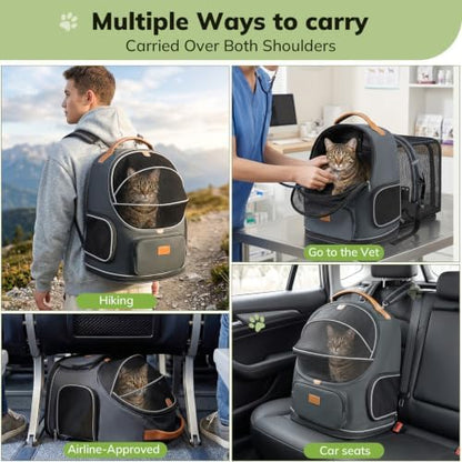 Morpilot Expandable Cat Carrier Backpack for Small Dogs & Cats Up to 12lbs