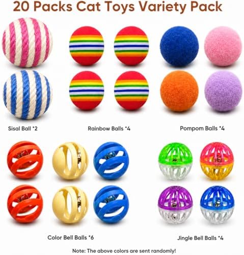 Cat Toys for Indoor Cats, 20 Packs Cat Toys Balls